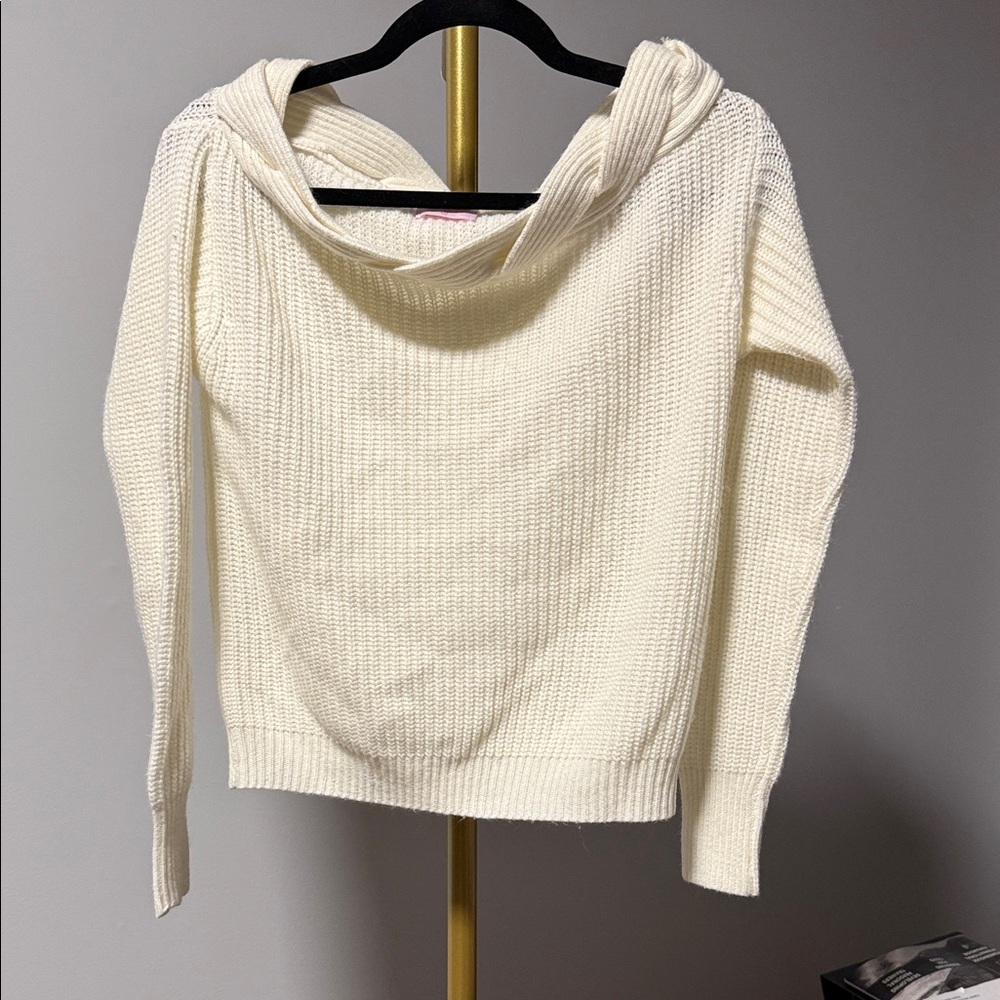 Pink Lily Cream Cowl Neck Sweater